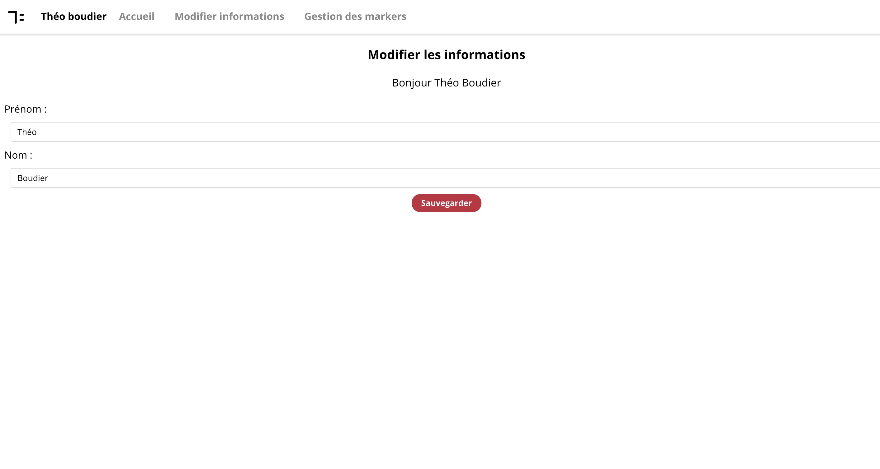 capture ecran de la page des gestions de données de l'application react permettant d'ajouter et de gerer des marqueurs sur une map affiché avec Leaflet React